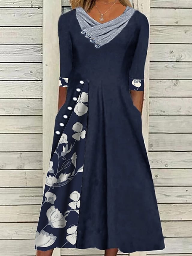 Monci® - Romantic blue midi dress with half sleeves