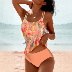 CabanaCouture® - Orange sleeveless swimwear with print