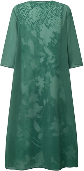 FallStil® - Green two-piece dress with floral pattern