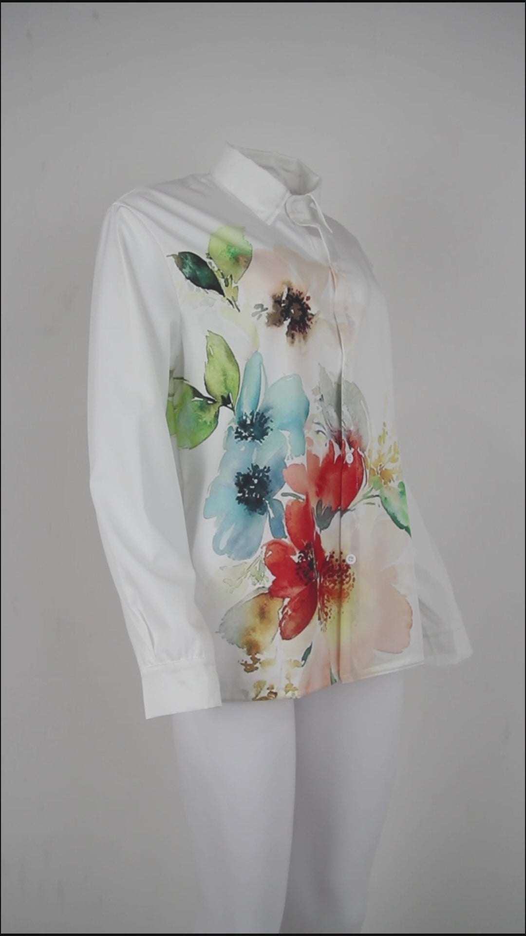 SpringStil® - Watercolor flower button placket tunic blouse