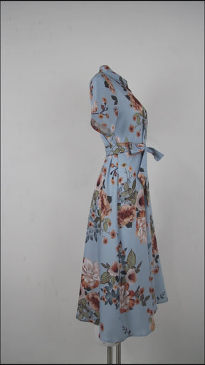 FloralBreeze Midi Wrap Dress