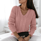 FallStil® - Cute pink solid color sweater with long sleeves