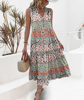 Naturlux® - Unique sleeveless midi dress with floral print